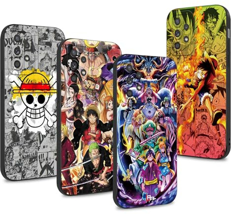 PBNDJVG 4 Stück Handyhülle für Samsung Galaxy A56 Hülle 6.7'' Anime Luffy Zoro Gear 5 Sun God Nika Manga Muster Design Case Kameraschutz Schutzhülle TPU Silikon Weich Ultra Dünn Cover