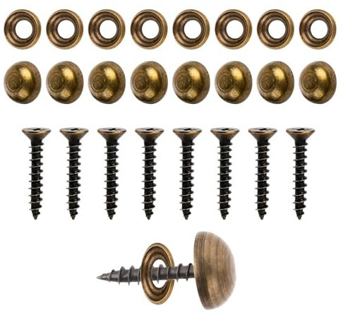 8 Pieces Brass Screws With Caps,Bronze Mirror Screws Cover Self-Tapping screws With Decorative Caps,Cabinet Doors and Windows Screwes Fastener for Furniture Fixing,Furniture Nails Sign Advertising.
