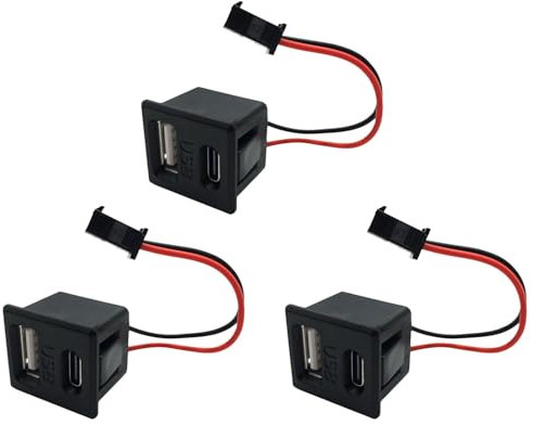 3 tomas de corriente de ajuste a presión con USB y puerto de conexión tipo C para una carga rápida y segura