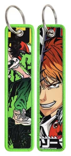 Pinstant Chainsaw Man Denji Anime Manga Keychain Key Tag Chain Fob Ring