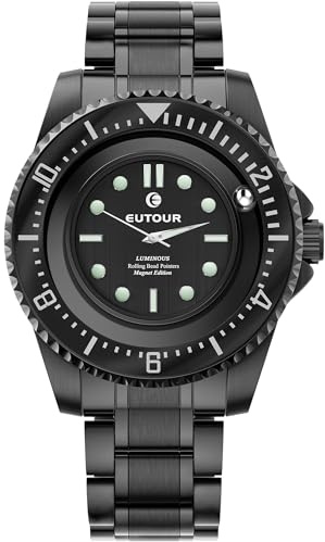 EUTOUR Magnet Uhr für Herren,40mm leuchtendes Zifferblatt mit innovativer Magnetperlen-Anzeige und präzisen Minuten- und Sekundenzeigern, Quarzwerk