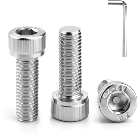 msymsyu 25 tornillos de cabeza cilíndrica, M6 x 20 mm, acero inoxidable, M6, rosca completa, tornillos hexagonales con 1 llave hexagonal interior de 5 mm, tornillos Allen para reparación y montaje