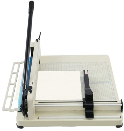 Manueller Papierschneider, Papierschneidemaschine für 400 Blatt, Stapelschneider A3 B4 A4 A5 B5 B6 B7, Papier Cutter für Heimwerker, Büros, Druckereien, 73,5x54,5x21 cm (Weiß)