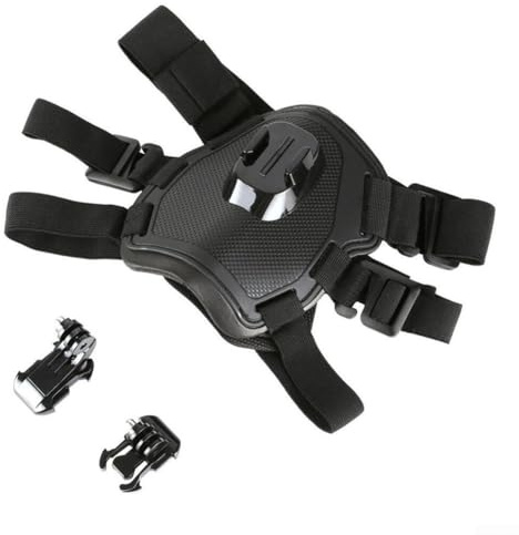 Verstellbare Hundegeschirrhalterung für Sportkameras | weiche ABS-Weste mit Brust- und Rückenfixierung | sichere Halterung für Action-Cam | Outdoor Wandern Laufen Training, schwarz