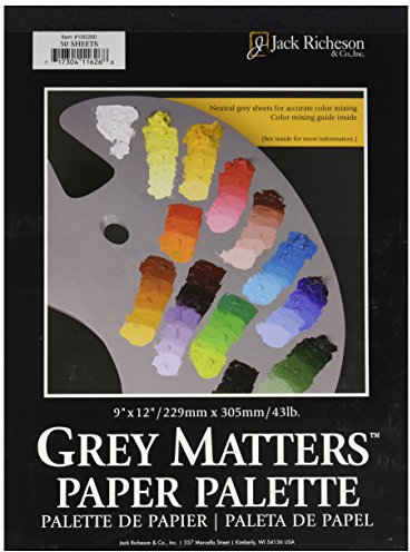 Jack Richeson Gris Matters Palette de Papier (50 Feuilles), pour mélanger Peinture de Papier 22,9 x 30,5 cm