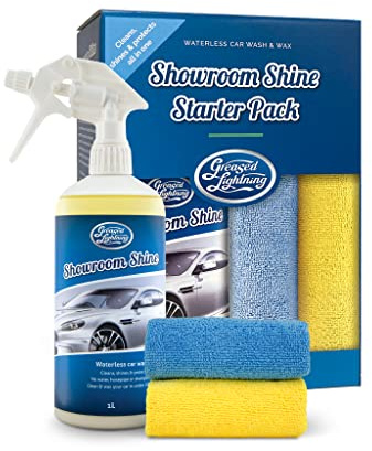 Greased Lightning Showroom Shine 1ltr + 2 Microfibre Cloths Waterless Car Polish