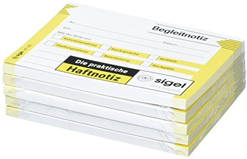SIGEL HF142/5 Haftnotiz Begleitnotiz 100 x 75 mm, 5 Stück á 50 Blatt, Mittel