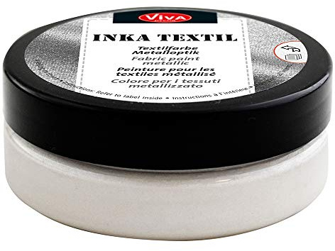 Viva Decor Inka Textil (Platin, 50ml) metallische Stoff-/Textilfarbe waschmaschinenfest - Färbemittel Textilien - Stofffarben waschfest - Stofffarbe Made in Germany