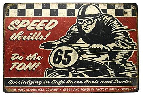 Hioni Speed Thrills Moto Race Vintage Blechschild Poster Wandschild Wand Dekoration Metallschild Türschild