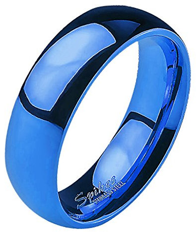 Mianova Band-Ring Edelstahl Herrenring Damenring Partnerring Trauring Verlobungsring Damen Herren Blau Größe 58 (18.5) Breit 6mm