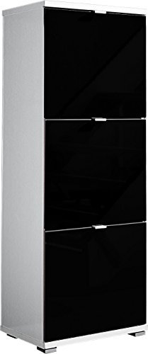 Germania 4-tlg. Schuhschrank-Set 8483-83 Colorado in Weiß/Schwarz, 53 x 132 x 30 cm (BxHxT)
