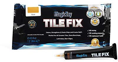 MagicEzy Tile Fix - (Gold) - Professionally and Easily Touch-Up Cracks Less Than 1 mm on Your Floor and Wall Tiles, Porcelain and Ceramic Surfaces