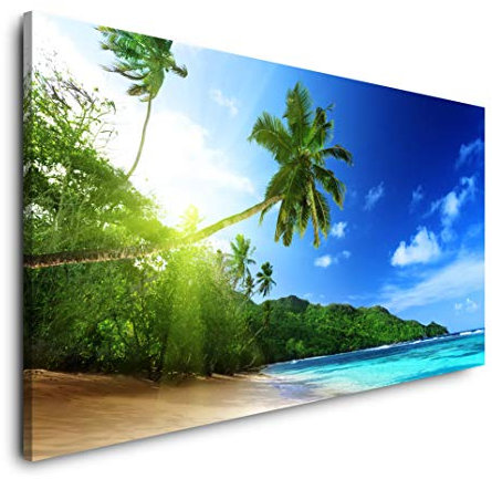 Strand an einer Insel 120x 60cm Panorama Leinwand Bild XXL Format Wandbilder Wohnzimmer Wohnung Deko Kunstdrucke