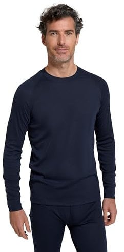 Mountain Warehouse Talus Mens Thermal Baselayer Top - Quick Drying Jumper, Easy Care, Long Sleeves, Sweater, Breathable, Lightweight & High Wicking Navy (Round Neck) XL