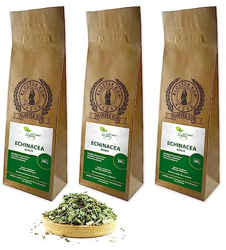 VITA IDEAL Vegan® ECHINACEA - Kraut 3x 200g geschnitten & getrocknet - PURPURSONNENHUT - Purpursonnenhutkraut - ECHINACEAKRAUT - Kräuter Tee & Aufguss, ohne Zusatzstoffe.