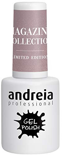 Andreia Semi-Permanent Nail Gel Polish for UV/LED Lamp - Intense Shine and 4 weeks Lasting Manicure Nail Gel Varnish - Magazine Collection - Colour MZ6 Grey Nude Shimmer - 10.5ml