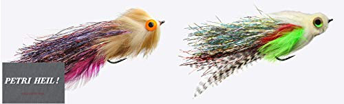 blntackle76 Set: * 2 Stück Jenzi Raubfisch-Streamer mit Auge von Jenzi ca. 17cm, 6/0 Haken + gratis Petri Heil! Aufkleber