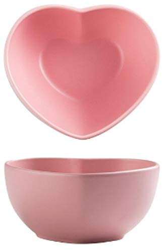 LMMJYF Piatto Creativo da 6/8 Pollici Nordic Love Piatto da Coppia a Forma di Cuore Piatto da tavola in Ceramica Ciotola per zuppa da 8 Pollici-Ciotola di zuppa Rosa da 8 Pollici
