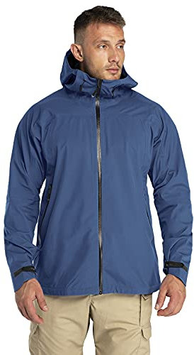 33,000ft Herren Regenjacke Leichte Softshelljacke Wasserdichte Winddichte Outdoorjacken Atmungsaktive Wanderjacke Funktionsjacke für Trekking Wandern Camping, Blau L