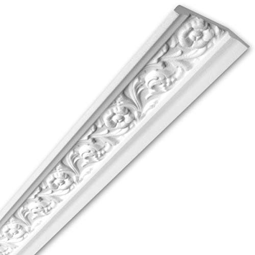 MASTERBRICO Cadres en polystyrène pour plafond et murs 4 mètres – Cadres en polystyrène décoratifs blancs peints, lot de 2 barres de 2 mètres – Idéal pour peintures, portes, portes et miroirs (A009)