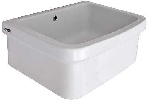 Jo-Bagno.it Lavabo de cerámica de 60 x 45 cm. Instalación en soportes de pared o soporte sobre encimera o mueble para interior y exterior, resistente a los ácidos y a la intemperie.