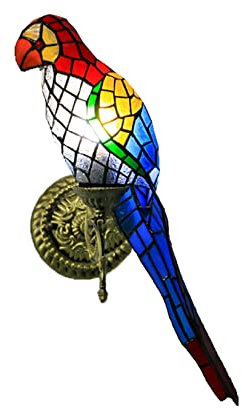 AIBOTY Tiffany Style Wand Sconce bunt Glas papagei Vogel wandlampe handgefertigte Vintage kreativität akzent wandlichter fixe für korridor Flur Wohnzimmer treppe dekorativ,A