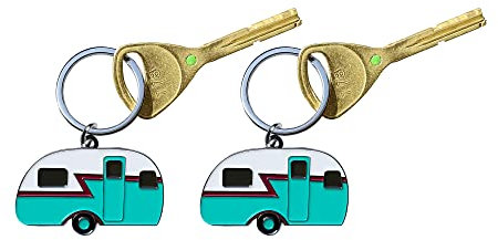 COLIBROX Wohnmobil-Schlüsselanhänger – Geschenk Camper Schlüsselanhänger – 2 Stück Camper Schlüsselanhänger Set – lustiges Camping-Zubehör – Geschenk für Wohnmobil-Besitzer – einzigartige