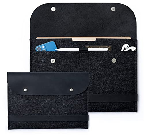 MacBook Pro Sleeve 16 Inch Also Available MacBook Air M2 Sleeve, Pro 13 Inch Sleeve, MacBook Air M1 Sleeve 2022 2021 13, 13.3, 14 Inch Veg Tan Leather and Natural Merino Wool Felt.