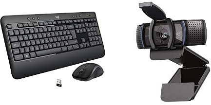 Logitech C920s y combinación inalámbrica de Teclado y ratón MK540, Dispositivos de videollamada Profesional, Videollamadas HD 1080p, cámara Web con autoenfoque, PC/Mac/Portátil/Macbook