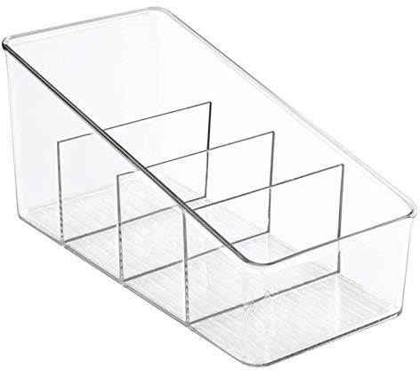 Mzshne Food Storage Container ? Kitchen Storage Box Divided into 4 Compartments ? Kitchen Organiser for Spices, Jars, Packets and More ? Clear