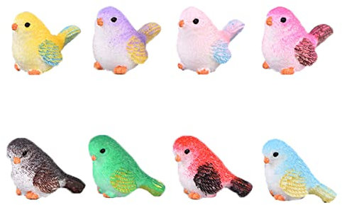 LONCESS Feengarten-Zubehör, 8 Stück Vogel-Miniatur-Figuren, realistische Tiere, Vogel für Feengarten, Miniatur-Terrarium, Basteln, Ornament für Heimbüro, Mikro-Landschaft, Kuchendekorationen