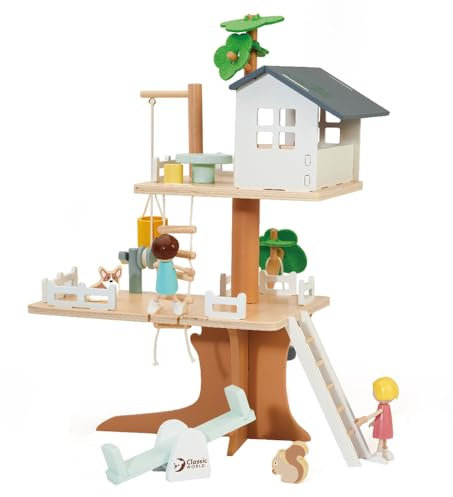 Classic World Casa de muñecas de madera en el árbol, 31 uds.