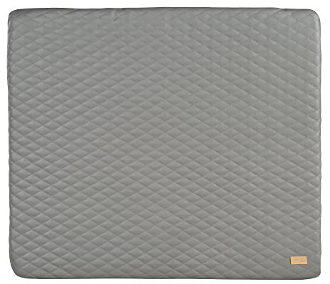 roba Wickelauflage Luxe 85 x 75 cm - Wickelunterlage abwaschbares veganes Leder - Wickeltischauflage im Design Stone gesteppt - Grau