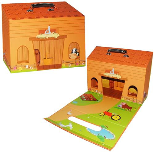 alles-meine.de GmbH Kinderkoffer - Bauernhof/Stall - zum Spielen - Pappkoffer - Puppenkoffer Koffer Kinder - Pappe Karton - Spielekoffer - groß - ideal für Spielzeug und al..