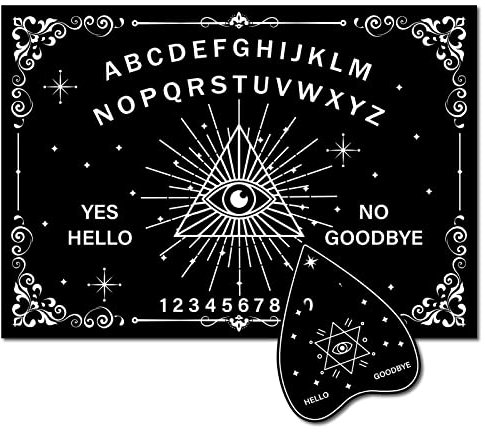 CREATCABIN Bois Spirit Board Pendule Board Bois Talking Ouija with Planchette Black Dowsing Divination Game Spirit Hunt Metaphysical Message Decor for Wicca 11.8 x 8.3 inch-Eye