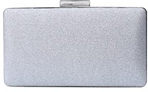 CORIOS Damen Clutch Abendtasche mit Pailletten Clutch Tasche mit Kette Glitter Handtasche Glänzend Schultertasche Modisch Portemonnaie Tasche für Hochzeit Cocktailparty Tanzparty Geburtstag Silber
