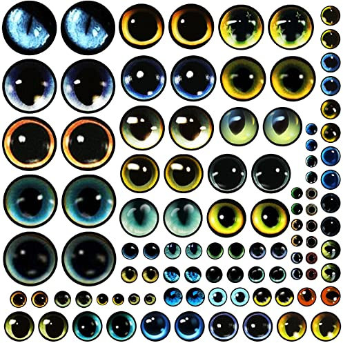 100PCS 30/25/20/16/12/8/6mm Assorted Mixed Size Eyes Glass Cabochon for Clay Doll Making Sculptures Props Craft DIY Findings Jewelry Making