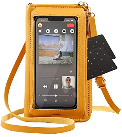 Umhängetasche für Handy, Handtaschen, Reise, Diebstahlschutz, Handtasche mit transparentem Fenster, mit Schultergurt, für Arbeit, Arbeit