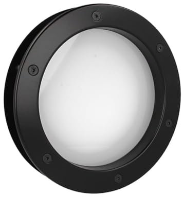 MLS Hublot B4000, Pour Portes, en Aluminium, Verre de Sécurité Feuilleté, Convient Aux Portes de 40 mm D'épaisseur, Vis de Fixation Visibles des Deux Côtés, 300 mm de Diamètre, Verre Dépoli, Noir