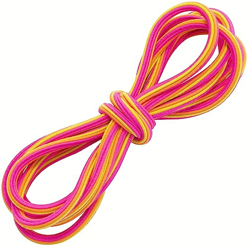 AERZETIX - C67319 - Dekoratives Gummiband - rund 2 m - Durchmesser 5 mm - Farbe Magenta/orange/gelb - konfektion kurzwaren nähen sportkleidung Stoff gürtel Hose Rope