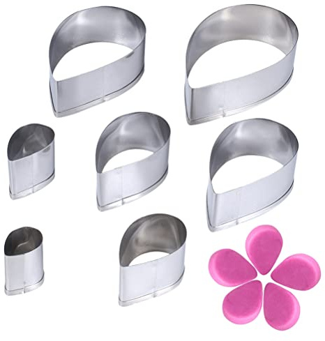 Formine per Biscotti, 7 Diverse Misure a Forma di Goccia D'acqua Stampo per Biscotti Set di Stampi per Girare lo Zucchero in Acciaio Inossidabile Facile da Sformare Taglia Rose (1)