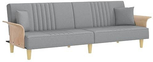 vidaXL Schlafsofa mit Armlehnen Hellgrau Stoff