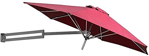 ROLTIN Parasol de terrasse mural de 8,2 pieds, parasol de jardin inclinable et télescopique - 8 nervures, parasol d'extérieur rouge pour balcon