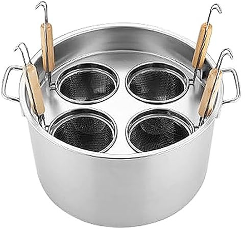 RSBFER 3/4/5 Holes Pasta Cooker Insert Set/Commercial Stock Pot with Divider and Colander Strainer for Perfect Cooking and Easy Draining,4 Holes