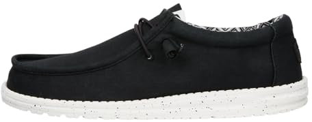 Hey Dude - Masculino Wally Canvas Wally Slip-On Zapatos, Black/White, 45 EU