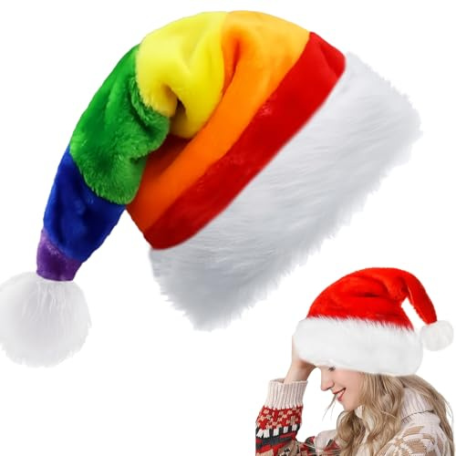 COSORO Pailletten Weihnachtsmütze für Erwachsene Kinder,Nikolausmütze Plüsche Weihnachtsmann Mütze,Unisex Warm Dicker Nikolaus Mütze Perfekt für Männer Frauen Familie Weihnachtsfeier