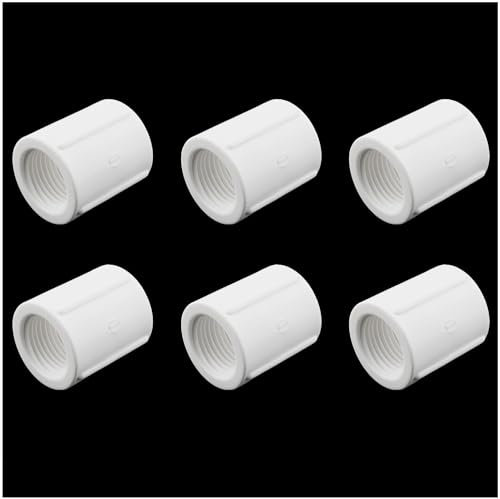HJGarden Lot de 6 raccords femelles en PVC blanc de 20 mm pour raccord tuyau d'arrosage, raccord de tuyau femelle x femelle