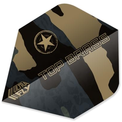 Unicorn Top Brass Camouflage Star Dart-Flights, goldfarben/schwarz, Plus