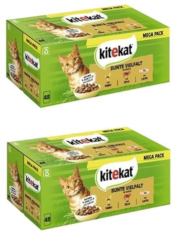 KITEKAT Portionsbeutel Multipack - Verschiedene Mengen (2X 48x85g, Bunte Vielfalt)