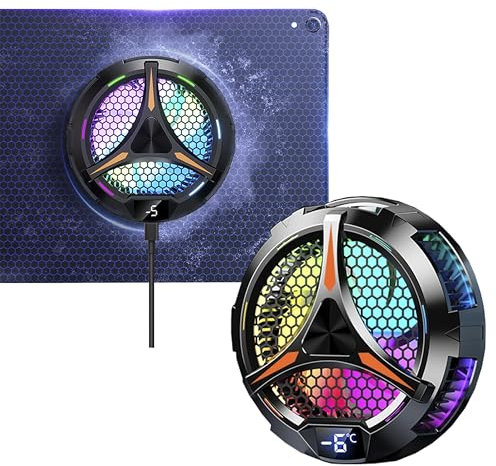 Zooparty iPad Cooler, Magnetic Tablet Cooler for iPad/Surface Pro/Samsung Tab/Steam Deck, Magsafe Compatible, Ipad Cooling Fan with Temperature Display for Mobile Gaming, Tiktok Live Streaming